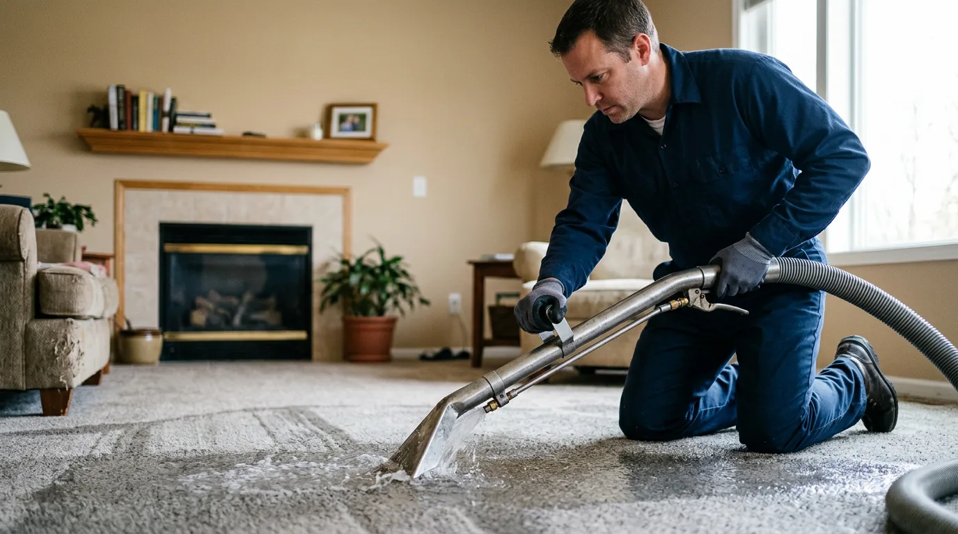 Water damage restoration technician working near Cooper, TX